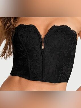 Victoria's Secret Black Lace Bustier Crop